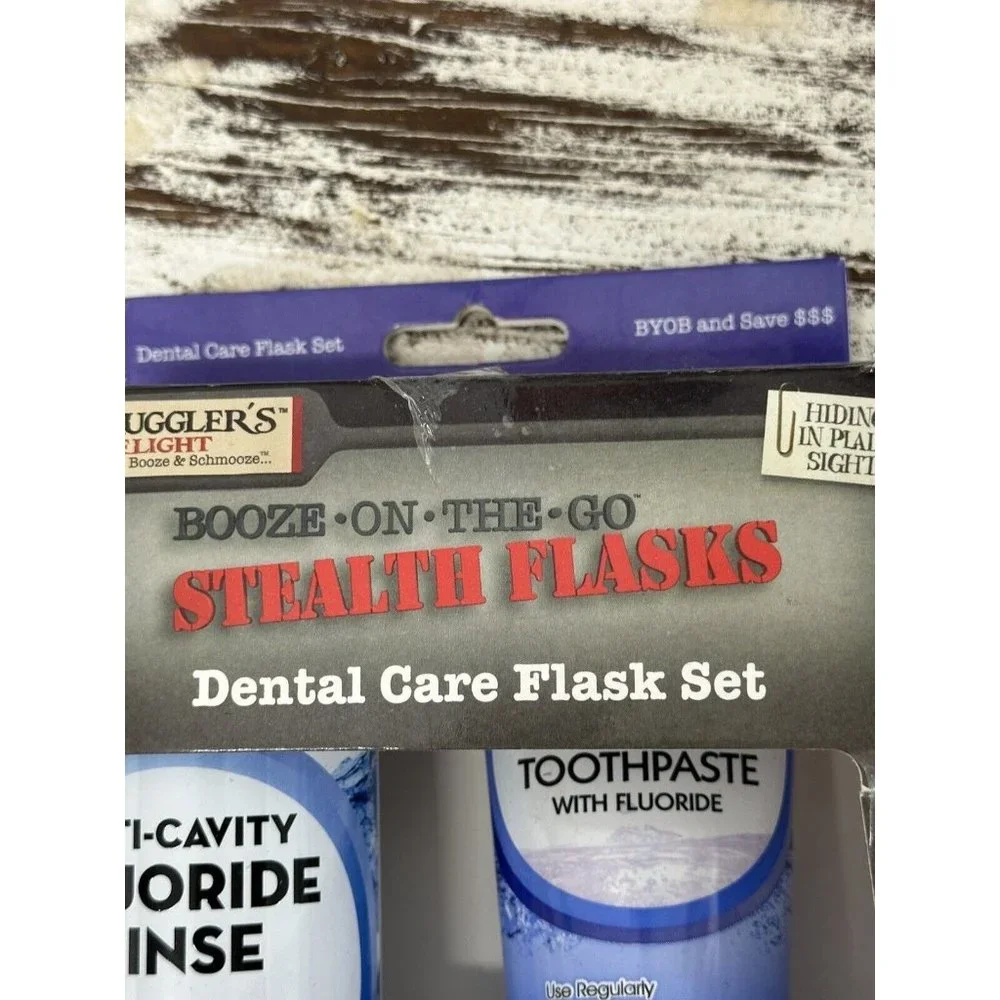 Stealth Flask Booze On The Go Dental‎ Care Flask Set Smuggler Set Toothpaste NIB